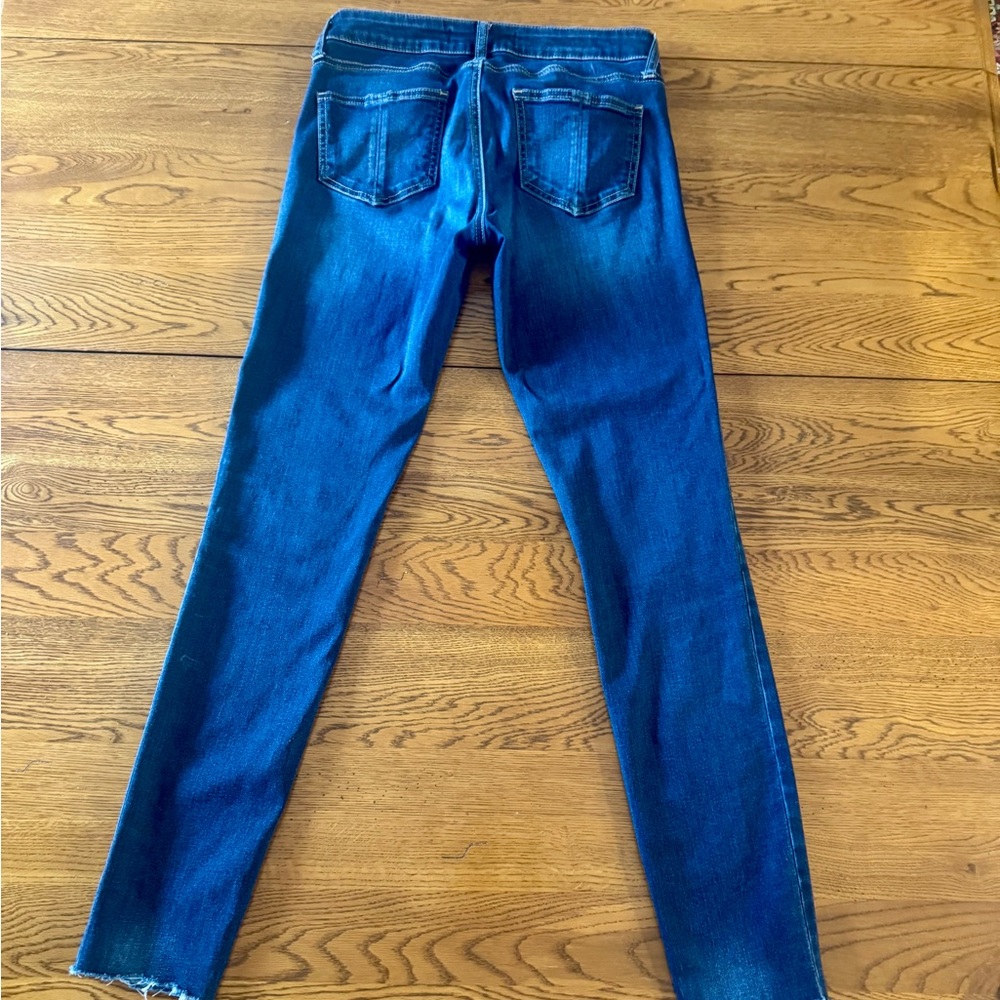 Prosperity Women’s Skinny Jeans Size 28 Dark Wash Raw Hem Stretch Denim